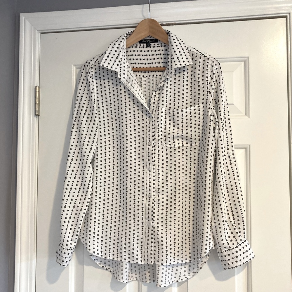 Velvet Hearts Button Down Shirt with Stars S